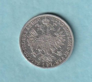 1860; Österreich Silbermünze "1 Gulden" AMK Nr.28 (MS3087) Erh. vz