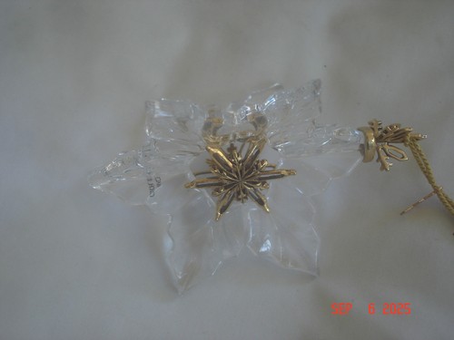 2000 GORHAM CRYSTAL 3-D SNOWFLAKE MILLENIUM ORNAMENT w/ GOLD TONE ACCENTS No BOX - Picture 7 of 9