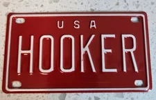 Vintage 1970's Red USA HOOKER Mini License Plate Collectible