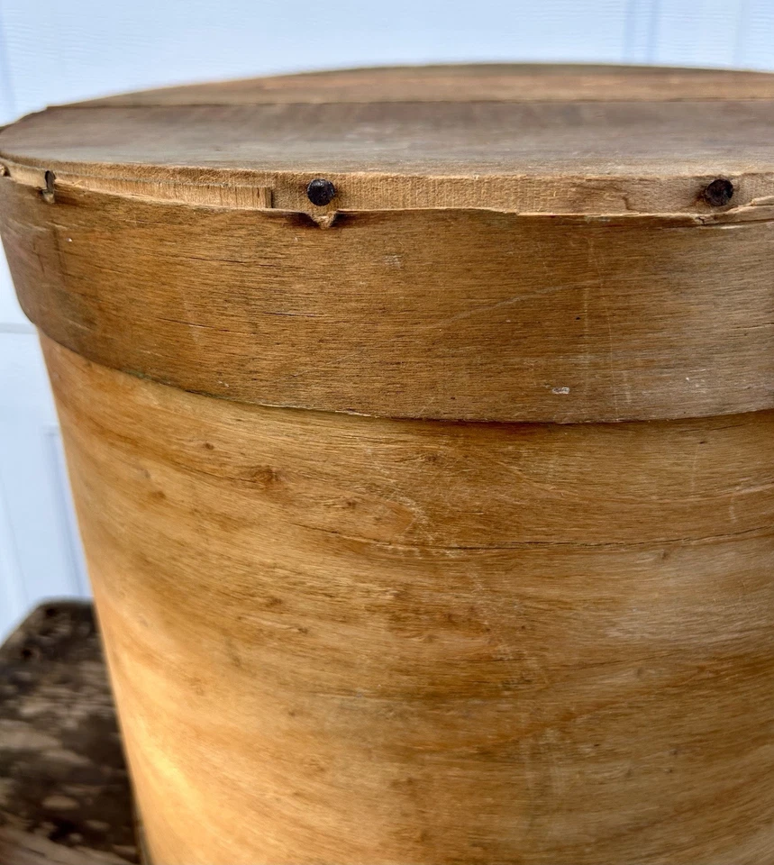 (1) Primitive Ohio Natural Bent Wooden Pantry Box, Firkin, w/ Lid. - Image 4 of 4