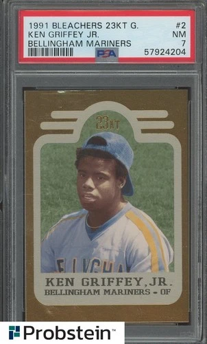 1991 Bleachers 23kt Gold Bellingham Mariners #2 Ken Griffey Jr HOF /10000 PSA 7
