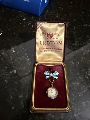 Rare Croton New York Pin Watch Sterling Silver Enamel In Box | eBay