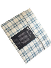 New Brooks Brothers Casual Elegance Cotton King 4 Pc Sheet Set Blue White Plaid