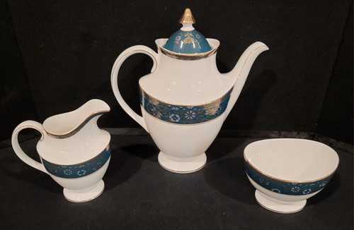ROYAL DOULTON CARLYLE COFFEE POT WITH LID CREAMER SUGAR BOWL ENGLAND