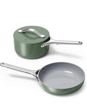 Caraway Mini Duo 8”Fry Pan + 1.75 Sq Sauce Pan Non-Stick Ceramic, Sage