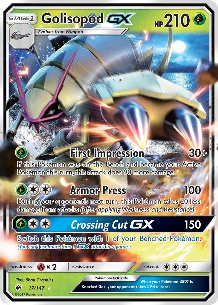 Golisopod GX - 17/147 - Pokemon Burning Shadows Sun & Moon Ultra Rare Card NM