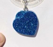   Dark Blue Glitter Heart Keychain   Available in All Colors 