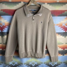 Polo Ralph Lauren Pony Light Brown Pullover Collared Sweatshirt Mens Large