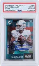 Tua Tagovailoa Dolphins Signed 2020 Panini Chronicles #442 PSA 9/10 Rookie Card. rookie card picture