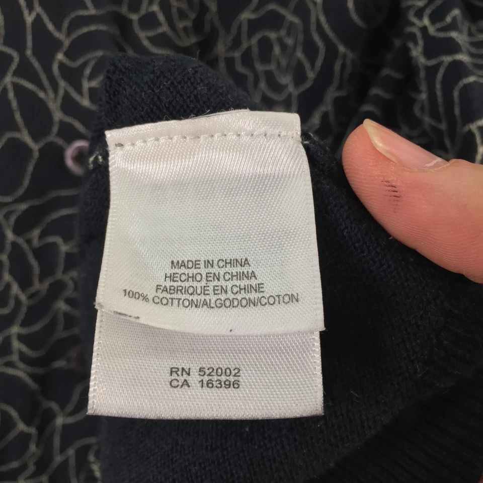 Liz Claiborne Mujer Cárdigan Talla L Negro Floral Manga Larga Algodón 123430 Foto 4 de 4