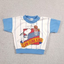 Vintage 50s Snoopy Slam-Dunk King Shirt Babyfair Boys 12 Months Peanuts Tee Blue