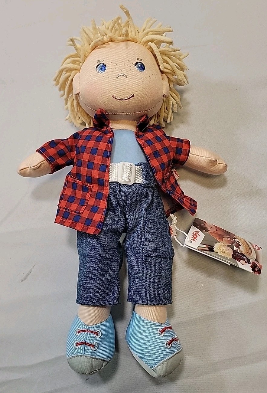 HABA Nick 12" Soft Boy Doll with Blonde Hair, Blue Eyes and 