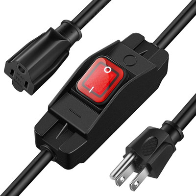 1.3Ft Extension Cord with Switch, 3 Prong Weather Proof Extension Cord with on o