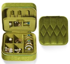 Velvet Jewelry Box Travel Jewelry Case Organizer with Mirror, Adjustable Co...