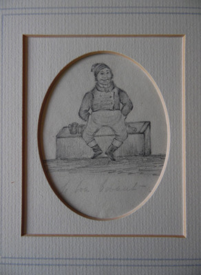 Le Bon Vivant Portrait of a Happy man. Antike Original Zeichnung