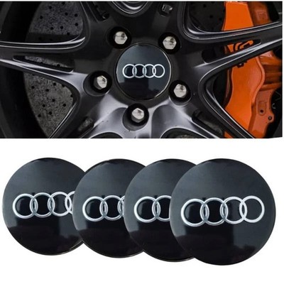 4x 56mm Black Wheel Center Cap Sticker Decals for Audi Wheels A4 A5 A6 A7 A8