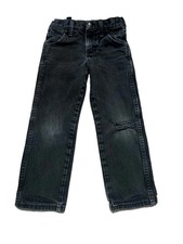 Wrangler Boys Jeans Size 5 Regular Black Faded Distressed Adjustable Waist