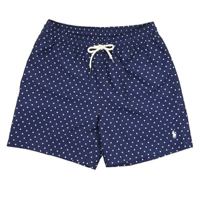 Men Polo Ralph Lauren Pony Polka Dot Surf Board Trunks Swim Beach Shorts XXL NVY