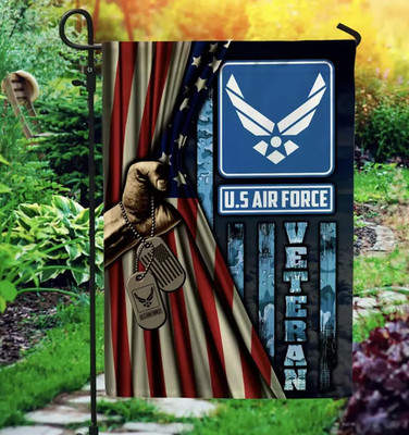 US Air Force Veteran Hand Pulling American Outdoor Garden Flag, House Flag