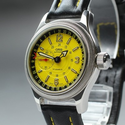 [Near MINT] ORIS 7487 Big Crown Pointer Date Yellow Dial Automatic Unisex Watch