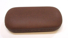 Vintage 1990s Brown Hard Textured Clamshell Spring Clamp Eyeglasses Case Holder