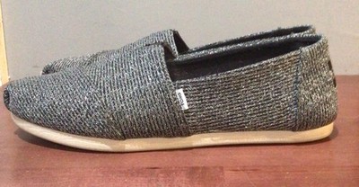 TOMS Silver Glitter Slip On Shoes Women s Size 7.5