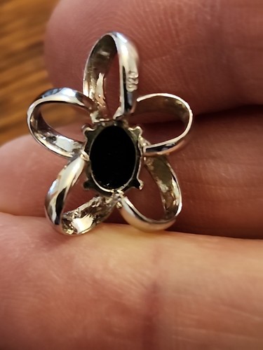 Ciondolo vintage in argento sterling 925 con pietra opale ovale - Foto 3 di 5