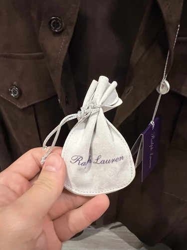BRAND NEW Ralph Lauren Purple Label Barron Suede Luggage Brown Overshirt Size L - Picture 7 of 9