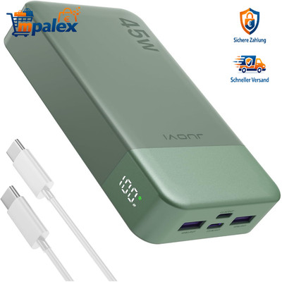 JUOVI 20000mAh Powerbank 45W Schnellladen 2 USB-C