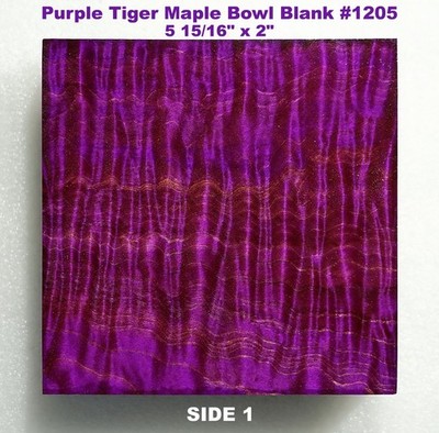 Absolutely Stunning Stabilized Purple Tiger Maple Bowl Blank #1205, 5 15/16 x 2''