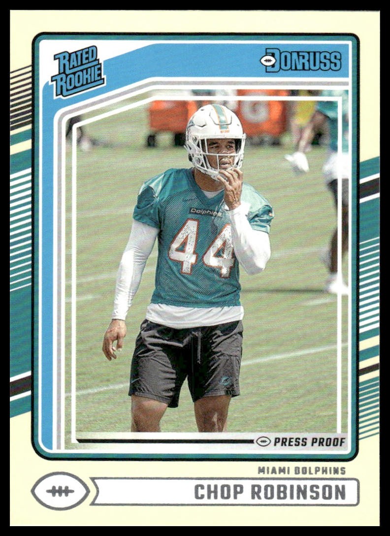 2024 Donruss #351 Chop Robinson RC Rookie Press Proof Yellow Miami Dolphins
