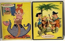Vintage 1960 Whitman The Flintstones Pebbles Frame Tray Puzzles Set of 2
