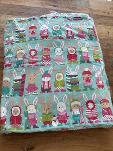 Garnett Hill Flannel Duvet Cover Twin Winter Bunnies 100% Cotton