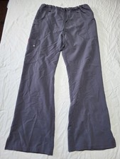 Dickies Womens Scrub Pants Gray High Rise Elastic Waist Drawstring Pockets Med