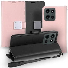 For Motorola Edge 2025 Phone Case Magnetic Snap Wallet Flip Card Slots Cover