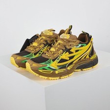 Off Arrow White Be Right Back Low Leather Unisex Retro Casual Sneakers Yellow