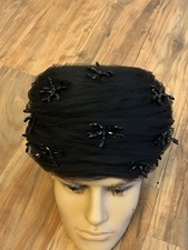 Christian Dior Chapeaux Hat Black White Paris New York Vintage 1960  s