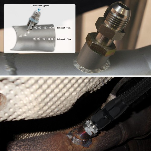 Universal SS Exhaust Vacuum Scavenger Crank Case Vent CCV Kit Catch Can Vent @ - Picture 9 of 11