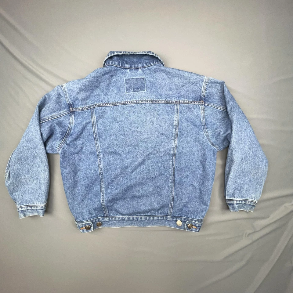 Old Navy Denim Jacket Youth 10/11 Blue Classic Trucker Button Front Distressed - Image 3 of 4