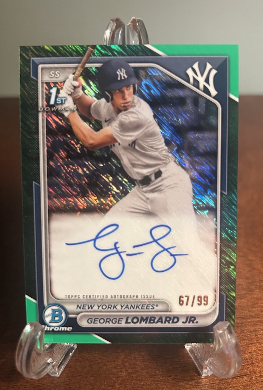 2024 Bowman Chrome George Lombard Jr 1st Green Shimmer Auto Refractor /99 Rookie