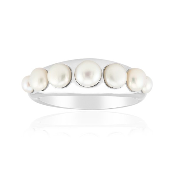 Cavill Damenring 925 Sterling Silber WeißEr SüßWasserperle Elegant Rund-image