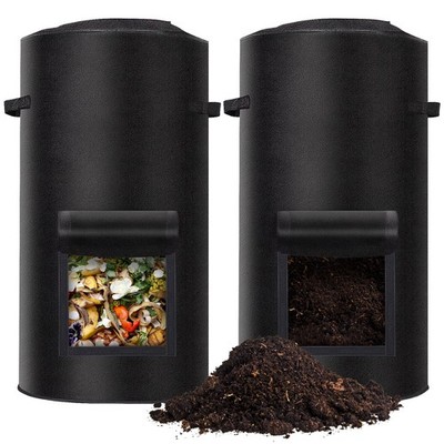 New 2 Pack Compost Bins Outdoor, 34 Gallon Reusable Home Bucket with Observation