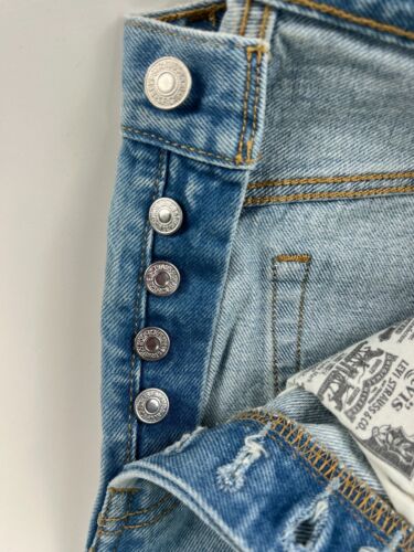 Levi's Women 501 Original Fit Patched Straight Leg Button Fly Jeans Blue NWT - Picture 9 of 19
