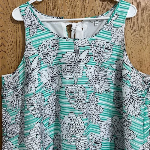 crown & ivy Women’s White & Green Leaf Print Back Tie Shift Summer Dress Sz-XL - Picture 2 of 8