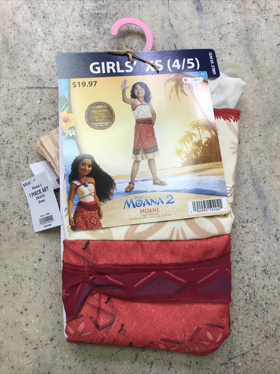 New NWT Disney Moana 2 Girls Classic Dress Costume Size XS 4/5