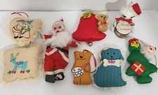 Vintage assortment of  Fabric Christmas Ornaments Lot Of 12