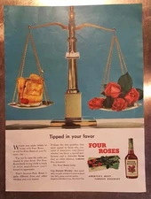 1947 Four Roses Blended Whiskey Magazine Ad "Tipped in your Favor"