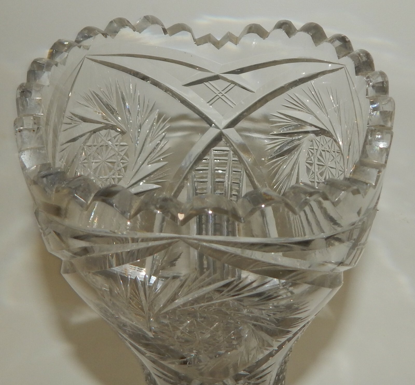 Vintage Large Corseted Hobstar Vase 12.5" Tall 