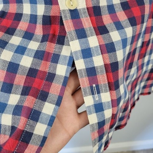 COS | Baumwolle Button Down Karo Flanell Langarm Hemd Rot Blau Größe L - Bild 3 von 6