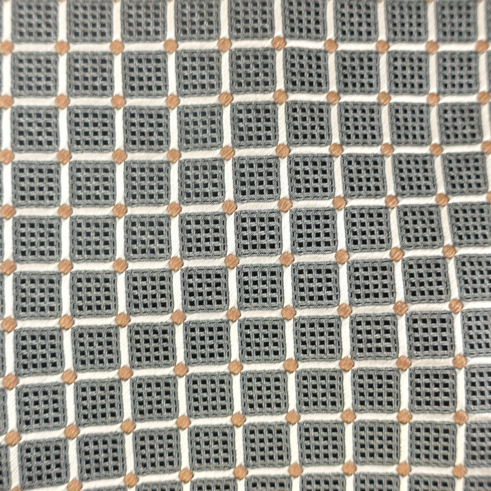 Neck Tie Mens Gray White Geo Plaid Silk Necktie Dress Handmade VALERIO GARATI - Image 3 of 4